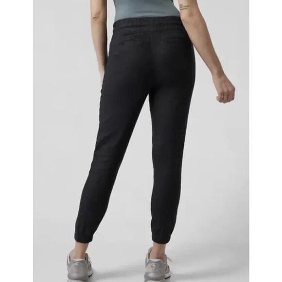 Athleta Cabo Linen Elastic Waist Drawstring Jogger Pants Black Size 10 - Picture 3 of 10